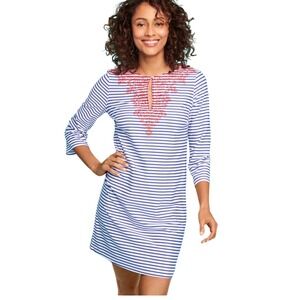 Cabana Life X Talbot's Stripe Embroidered‎ Dress UPF 50 sz LG